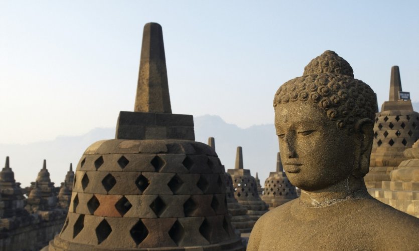The temple of Borobudur, whose stûpas had long been abandoned. The temple of Borobudur, whose stûpas had long been abandoned.