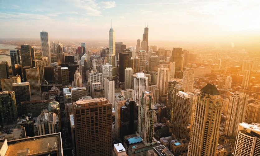 <p>Vue aérienne de grattes-ciel de Chicago</p> <p>Vue aérienne de grattes-ciel de Chicago</p>