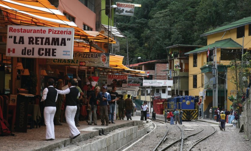 Street and railway Aguas Calientes. Street and railway Aguas Calientes.