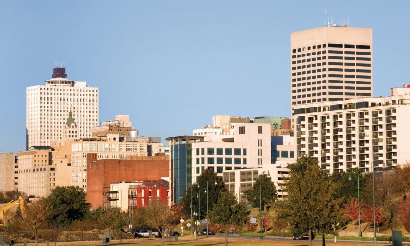 Ciudad de Memphis desde Tom Lee Park. Ciudad de Memphis desde Tom Lee Park.