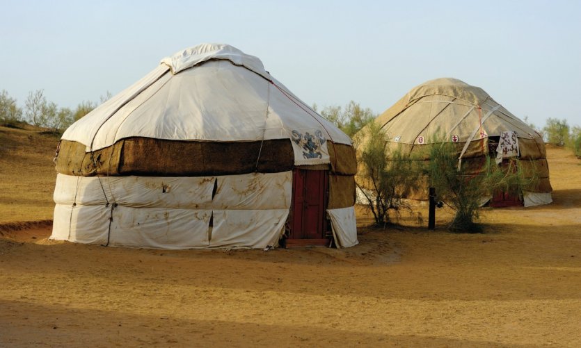 Yurts camp near Lake Aydar Kul. Yurts camp near Lake Aydar Kul.