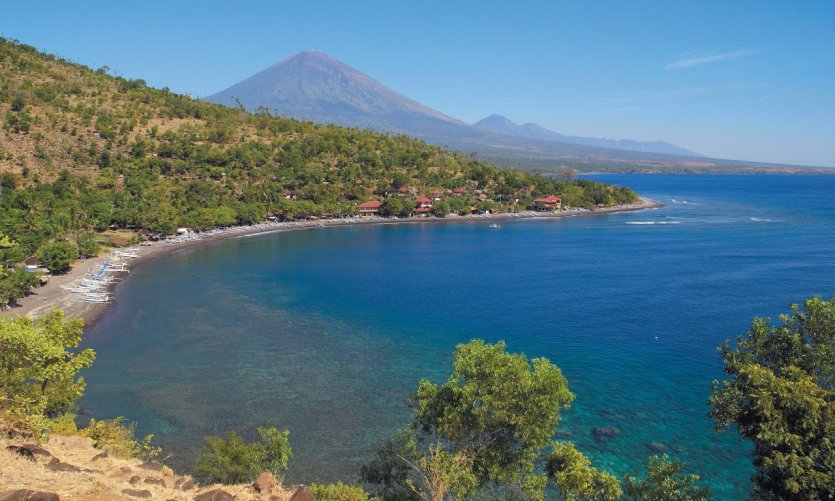 Amed Beach and Mount Batur Amed Beach and Mount Batur