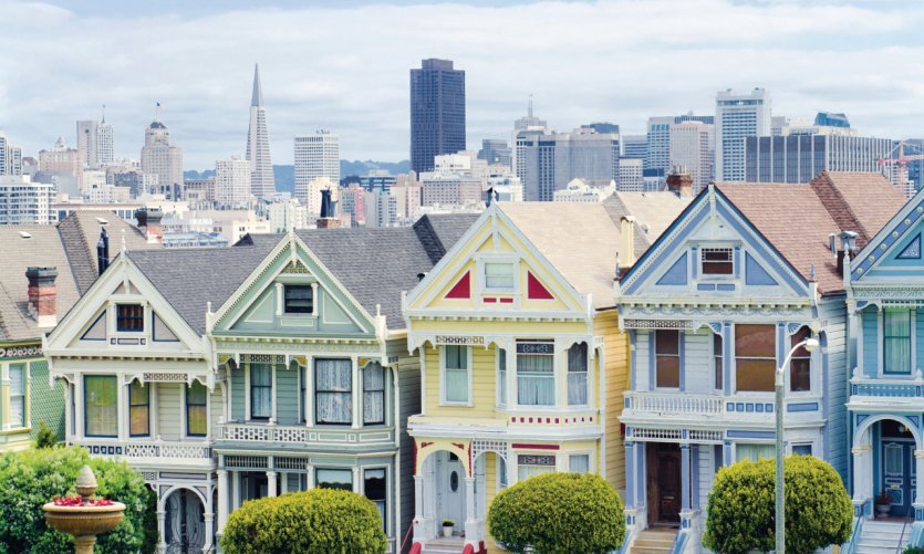 Painted Ladies, maisons victoriennes près d'Alamo Square. Painted Ladies, maisons victoriennes près d'Alamo Square.