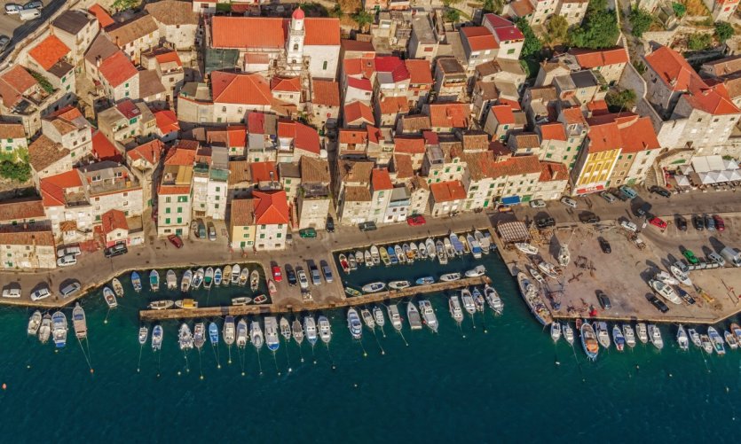 Vue aérienne de Šibenik. Vue aérienne de Šibenik.