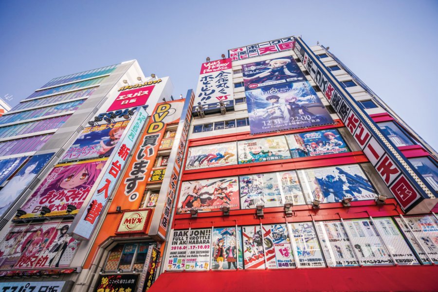 Immeuble couvert de mangas et d'anime dans le quartier d'Akihabara. (© Yongyuan Dai - iStockphoto.com))