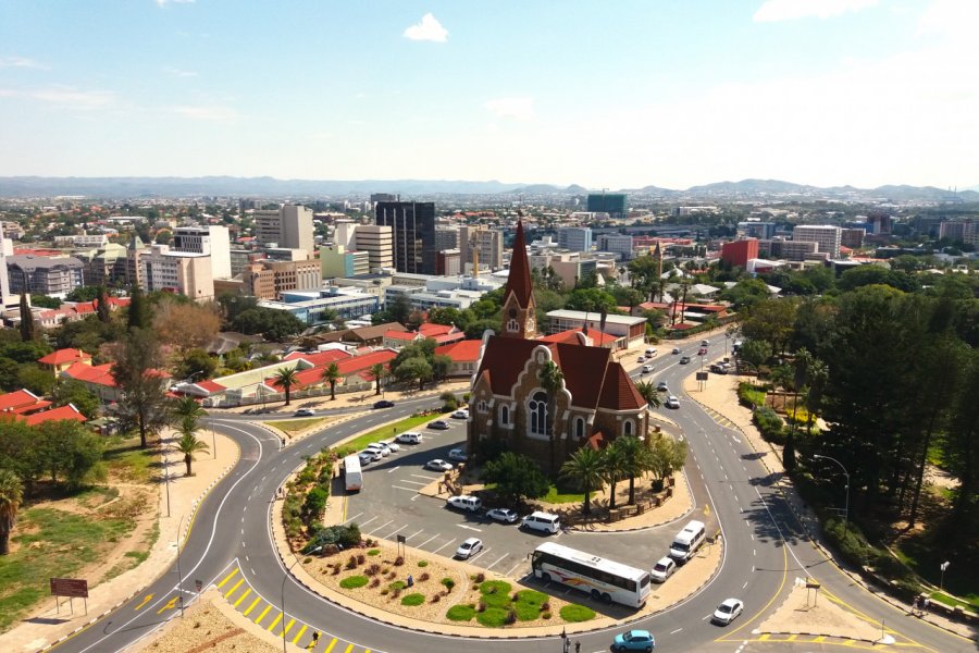 Vue sur Windhoek et son église luthérienne. Sophie ROCHERIEUX