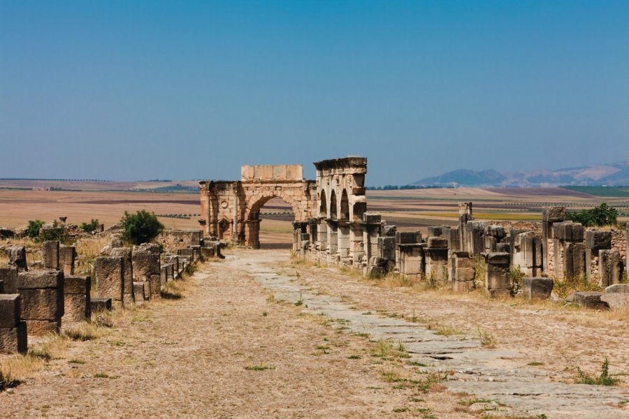 Cité antique de Volubilis, l'arc de triomphe en l'honneur de Caracalla. Philippe GUERSAN - Author's Image