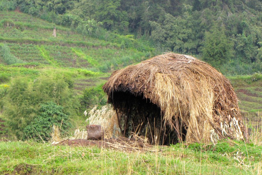 Hutte traditionnelle faite de branches et de terre. alilearnseverything - shutterstock.com