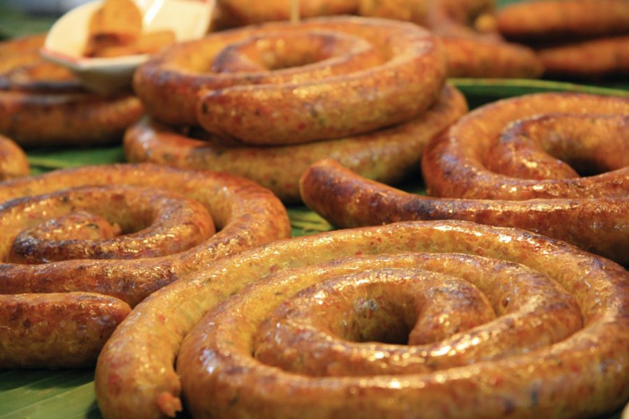 Saucisses traditionnelles du nord de la Thaïlande. Jérôme BOUCHAUD