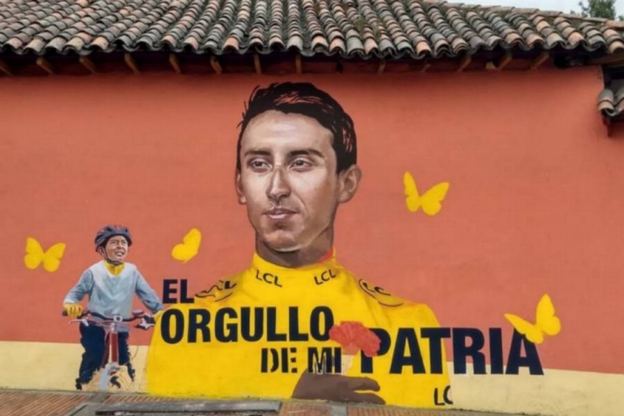 Le cycliste Egan Bernal, mural de Zipaquira. Nicolas LHULLIER