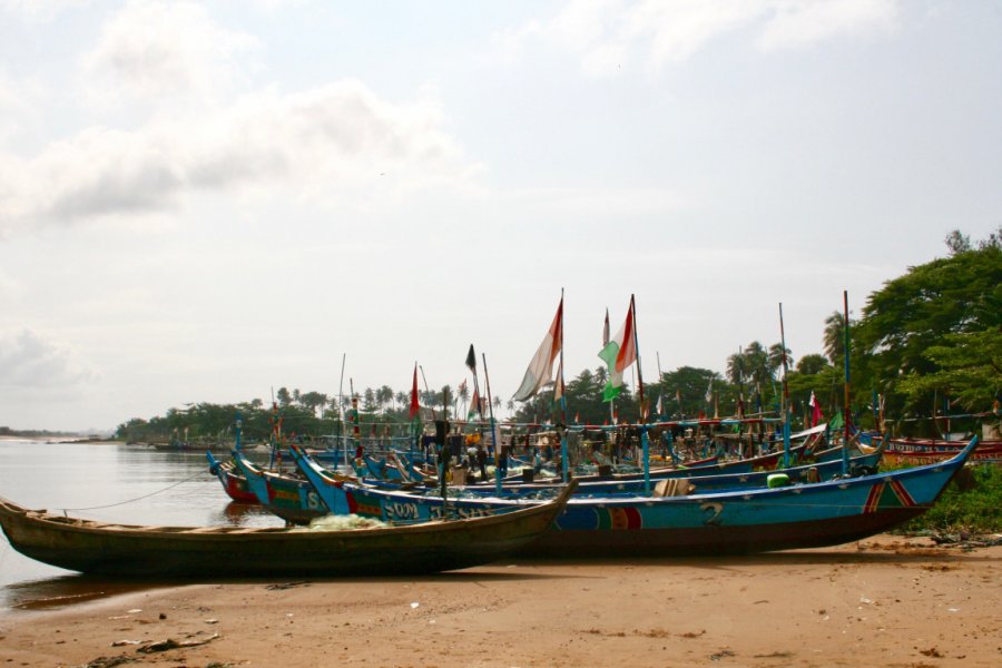 Bateaux de pêche sur la plage de Sassandra. Sophie Mahdavi - Shutterstock.com