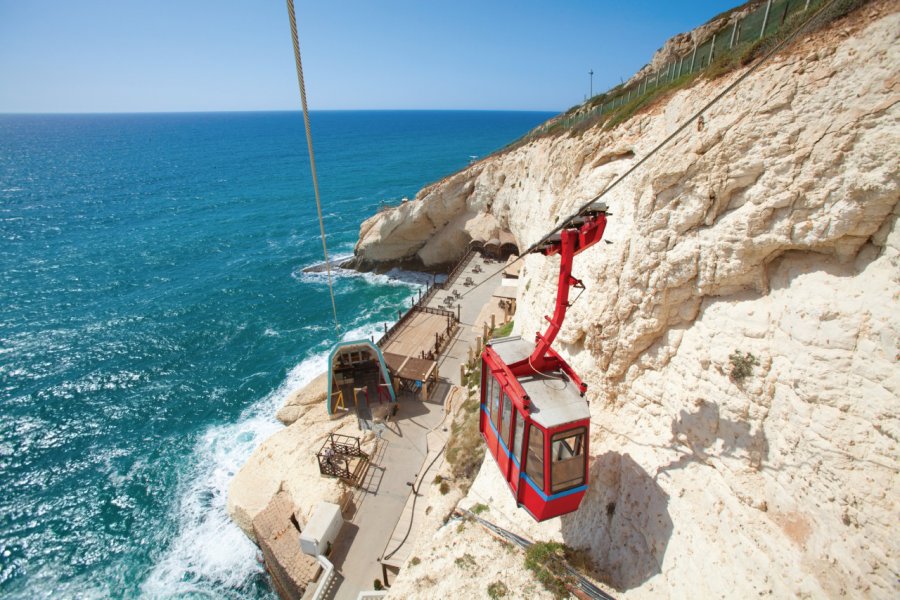 Red cable car, Rosh Hanikra. Miljko - iStockphoto