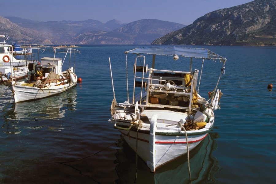 Bâteaux de pêche dans la baie d'Antikyra. Author's Image