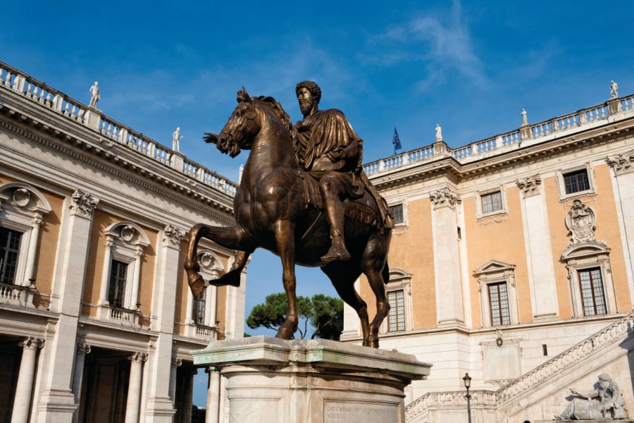 Piazza del Campidoglio (place du Capitole), statue équestre de Marc Aurèle par Michel-Ange. Philippe GUERSAN - Author's Image