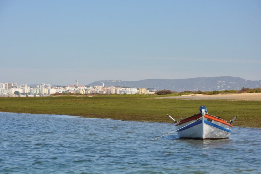 Barque typique mouillant près de Faro. Turismo do Algarve