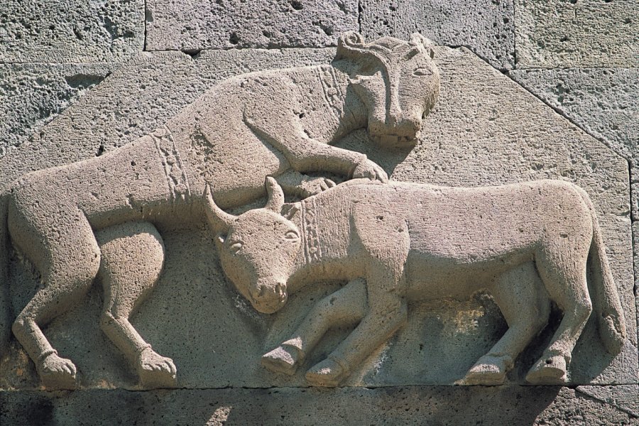 Détail sculpté du monastère de la Sainte-Lance (Sourp Kéghart). Alamer - Iconotec