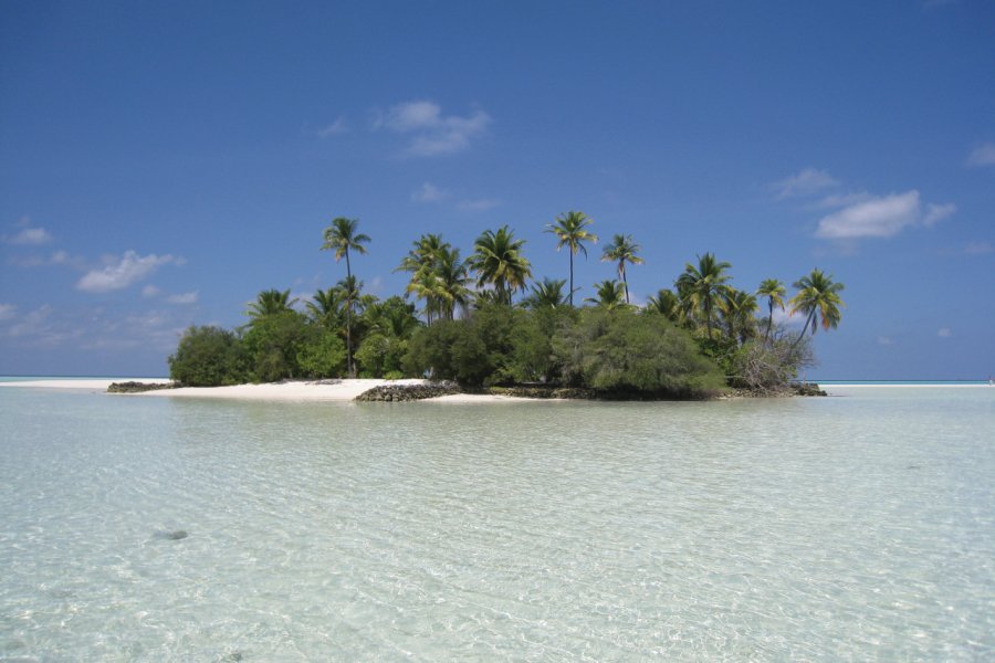 Vue depuis le lagon sur l'île du Soleil Levant. Dyetech - Fotolia