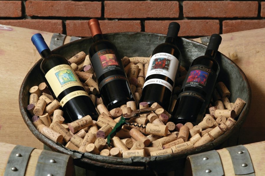 Vin du Tessin dans la cave vinicole du Cavaliere. Archivio Ticino Turismo