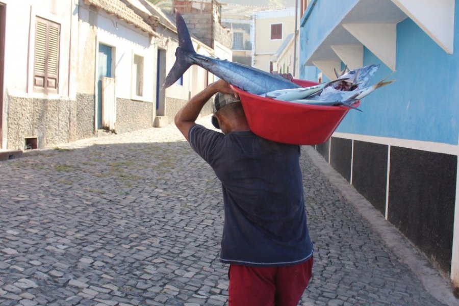 Homme au travail dans les rues de Ponta do Sol (© Abdesslam Benzitouni))