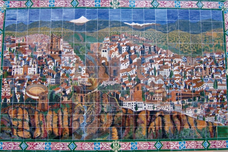 Fresque en faïence représentant la ville de Ronda. Stéphan SZEREMETA