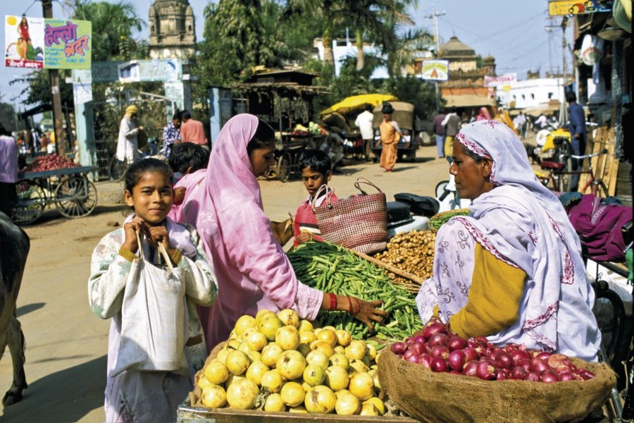 Femmes en sari à Datia. Alamer - Iconotec