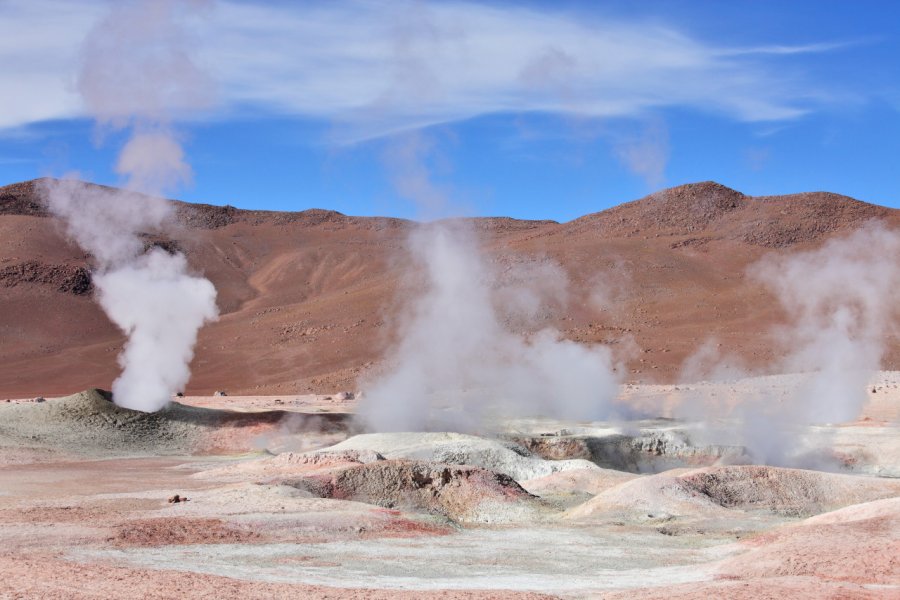 Geysers Sol de Manana dans la réserve nationale de Fauna Andina Eduardo Avaroa. Vladimir Melnik / Shutterstock.com