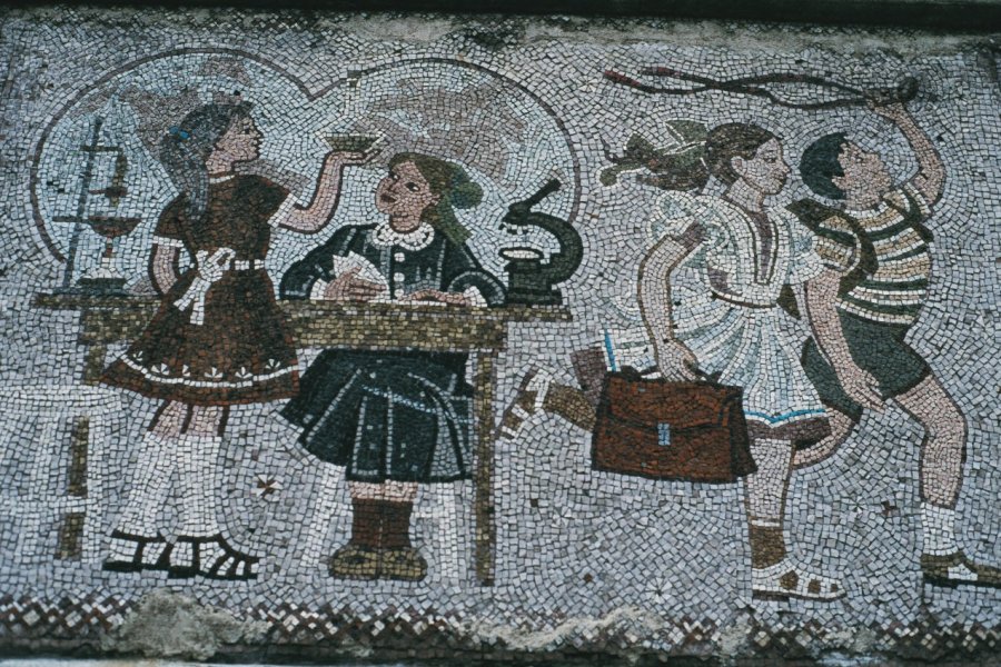 Mosaïque d'un bâtiment public. Julie Briard