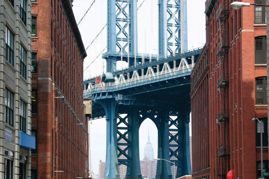 Cette ruelle de Brooklyn, avec le Manhattan Bridge au fond est sur l'affiche du film 