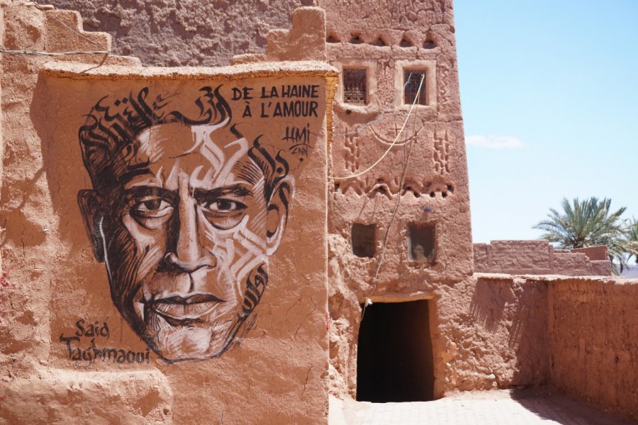 Street art dans la kasbah Taourirt, Ouarzazate. Elisa Vallon
