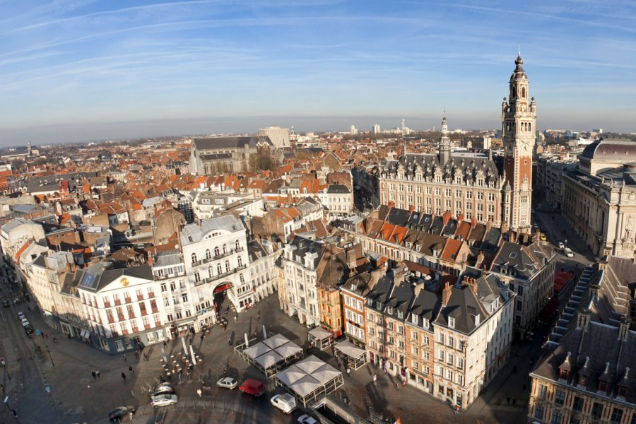 Vue aérienne du centre ville de Lille. Production Perig - Fotolia