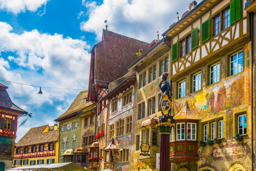 Façades colorées de Stein Am Rhein. trabantos - Shutterstock.com