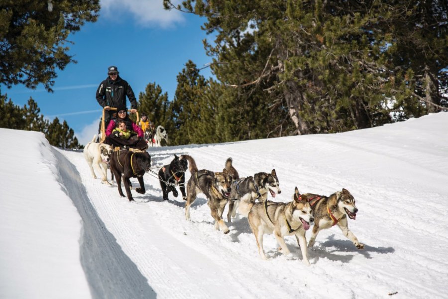 Sortie en chiens de traîneaux à Grandvalira. Andorra Turisme