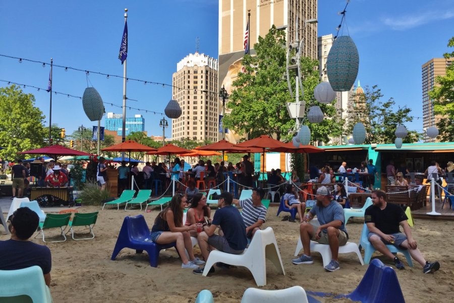 Campus Martius Park au centre-ville de Detroit. Valérie FORTIER