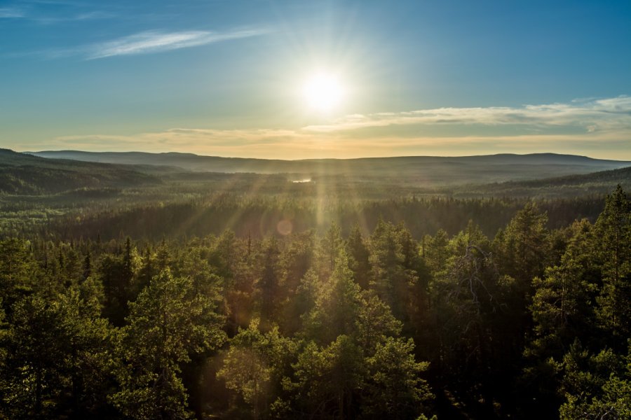 Soleil de minuit en Laponie. AinoMell - Shutterstock.com