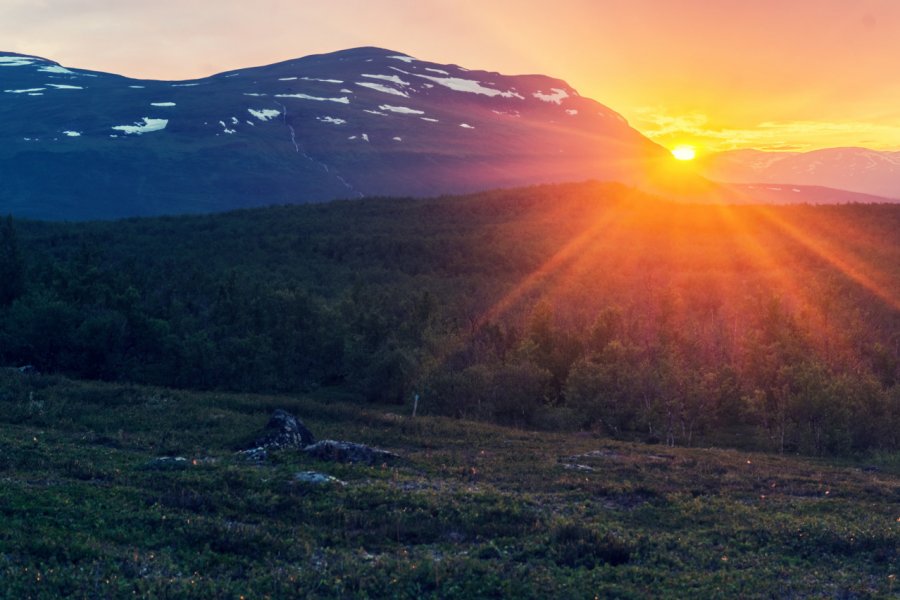 Soleil de minuit au parc national d'Abisko. Natalia Golubnycha - Shutterstock.com