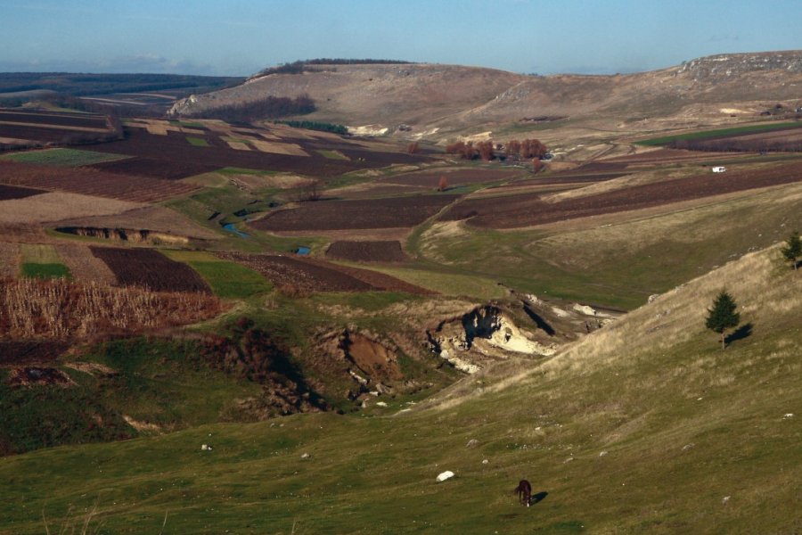 Campagne vallonnée et agricole de la région de Balţi. Mila PRELI