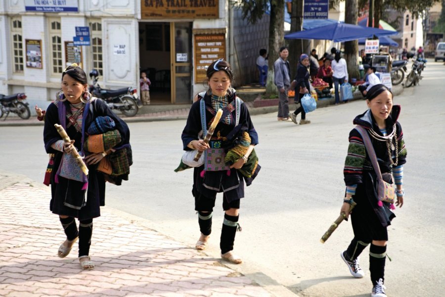 Jeunes filles Hmông portant leur costume traditionnel. Yukiko Yamanote  - Iconotec