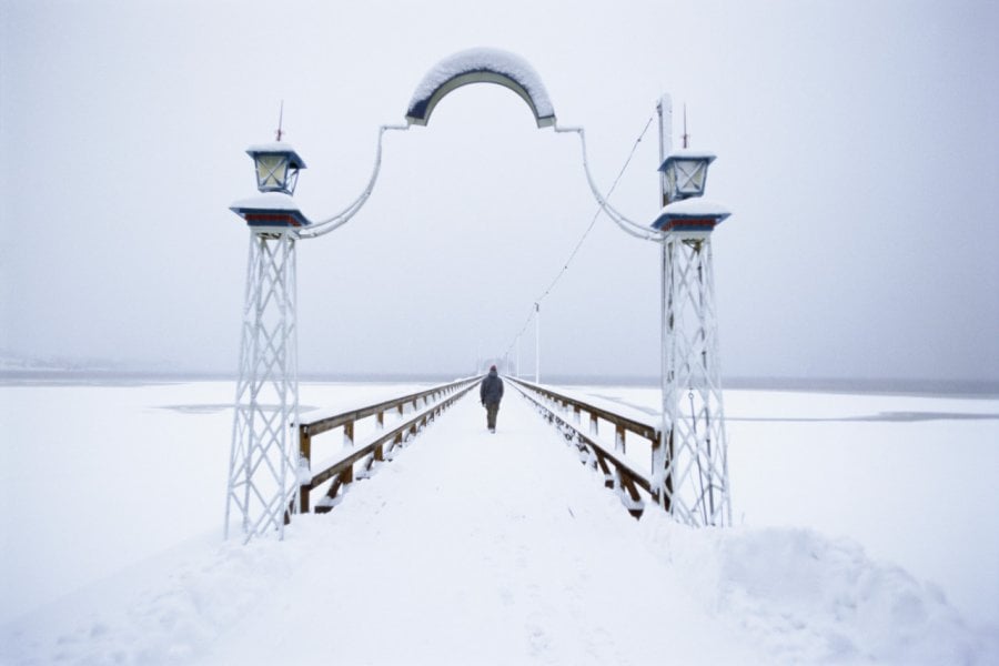 La jetée de Råttvik sous la neige. BMJ - Shutterstock.com