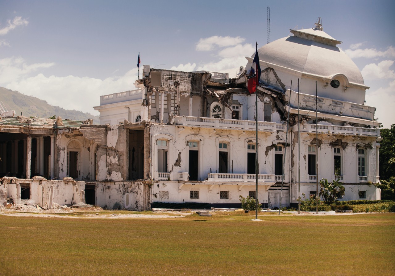 Le Palais présidentiel d'Haïti après le tremblement de terre.