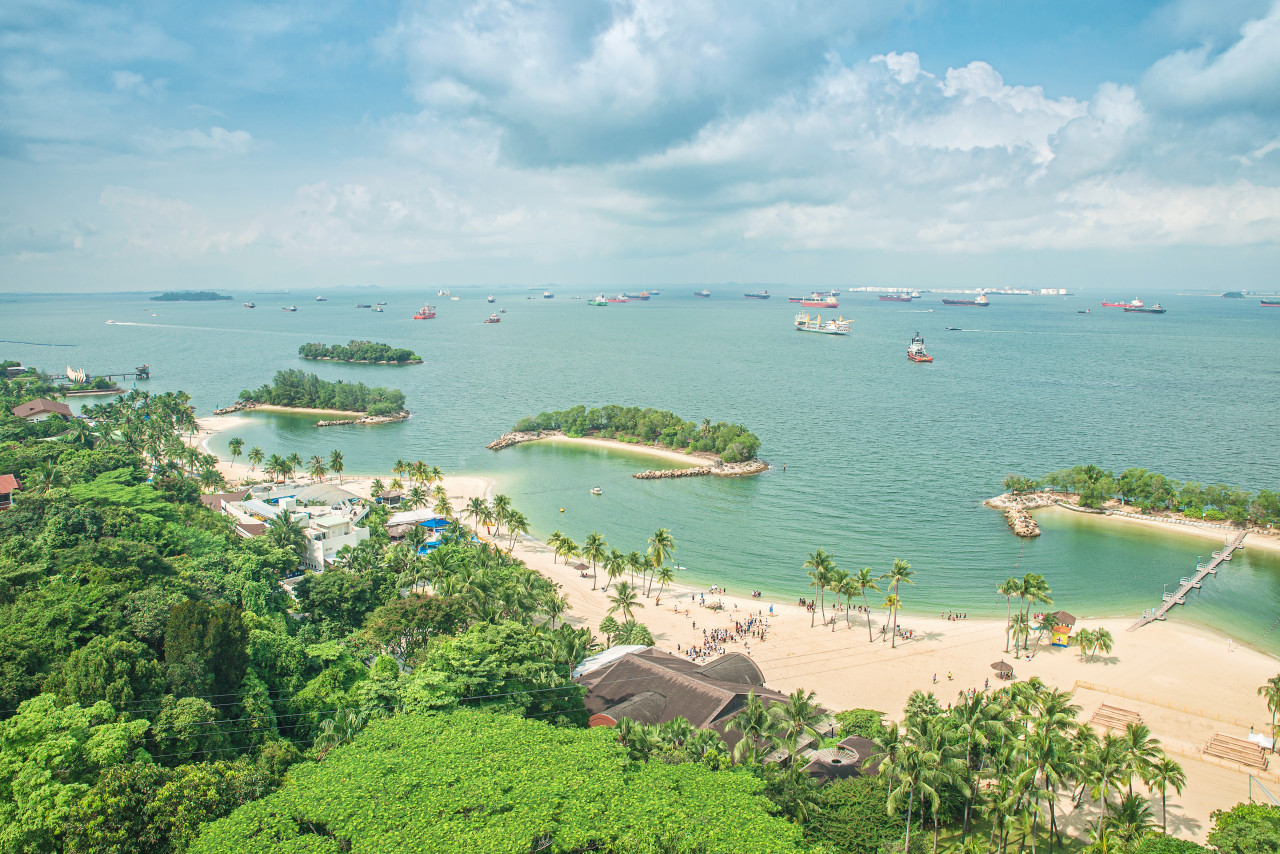 Plage de l'île de Sentosa.