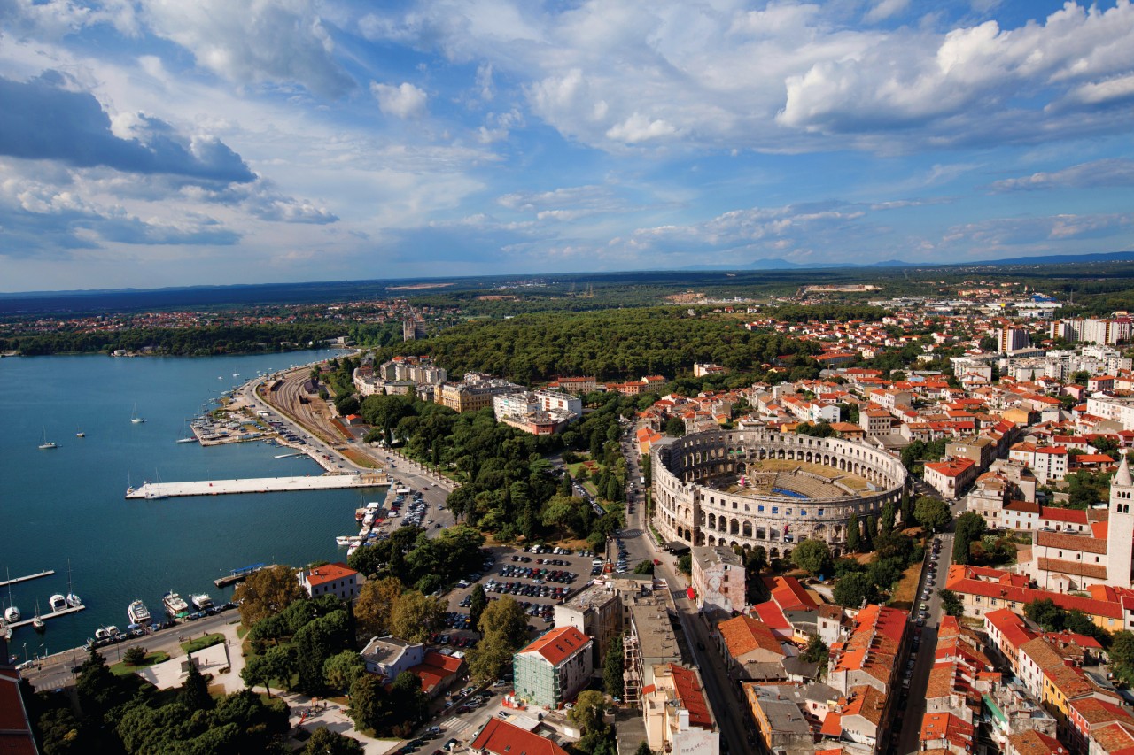 Vue aérienne de Pula.