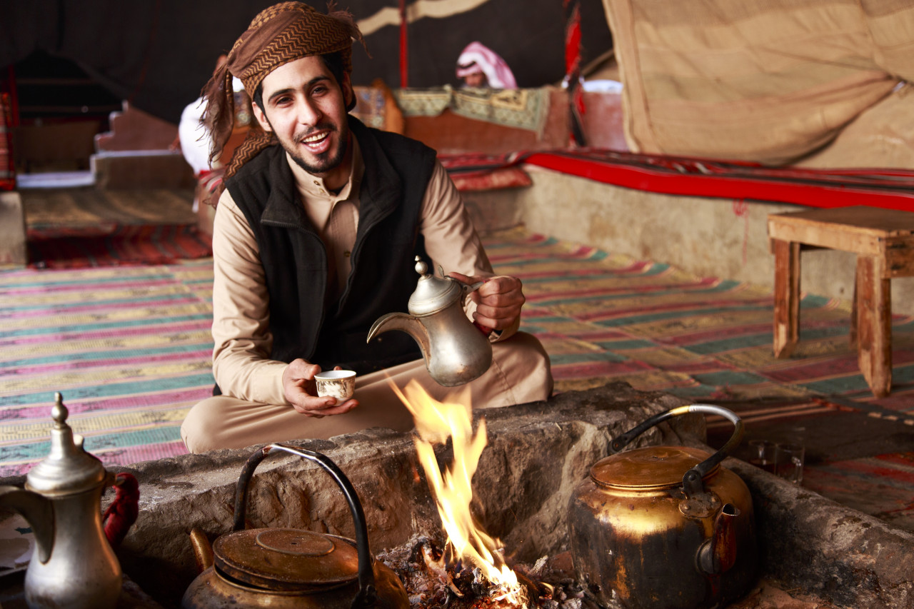 Une pause café dans le désert du Wadi Rum.
