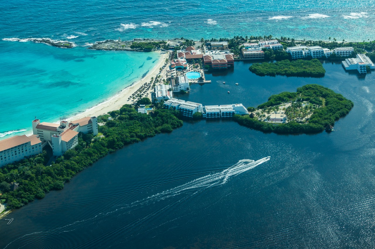 La zone hôtelière de Cancun.