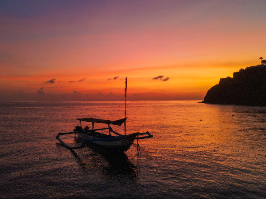 Coucher de soleil à Amed à Bali