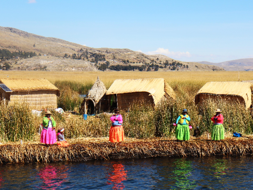Les habitants de l'ile d'Uros